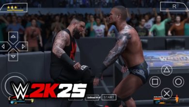 Image of WWE 2K25 PPSSPP ISO on the PPSSPP Emulator, with the WWE 2K25 logo
